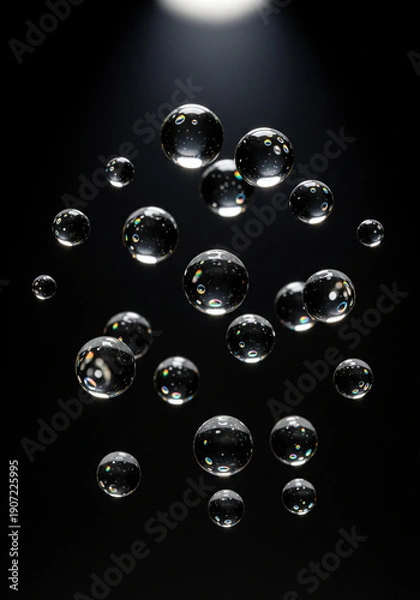 Obraz soap bubbles isolated on a solid black background. 