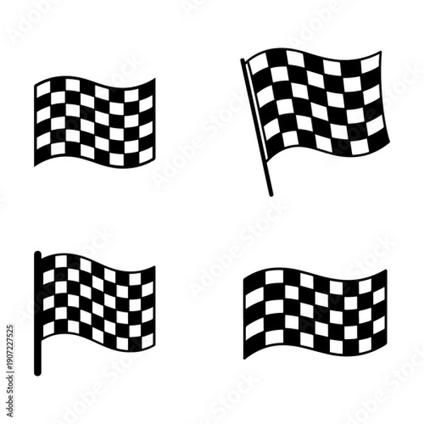 Obraz Checkered flag vector illustration isolated on transparent background