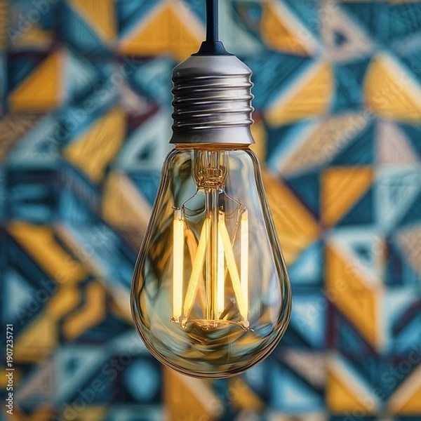 Obraz light bulb on yellow background
