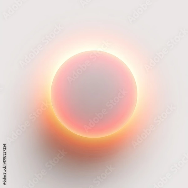 Obraz Glowing orb with soft edges, central sphere, surrounded by light, on a white gradient background