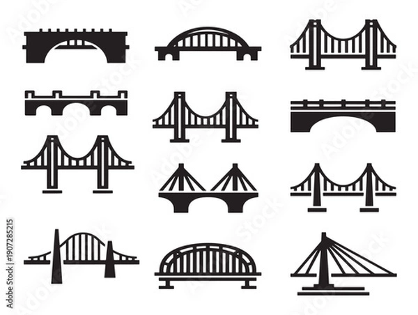 Obraz Bridge structure silhouette with a strong and engineering-focused design