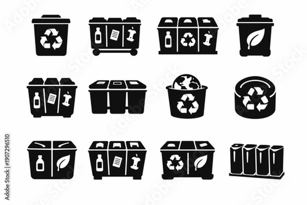 Obraz Icon container bin image vector solid form simple modern recycling responsible separation