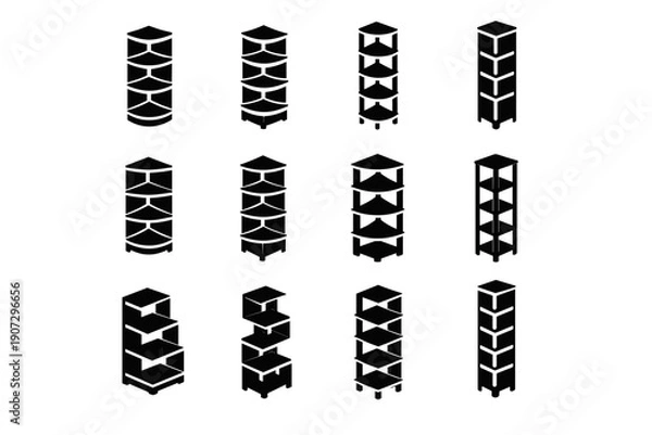 Obraz Vector room vertical icon image corner tower design generation tall unit layered