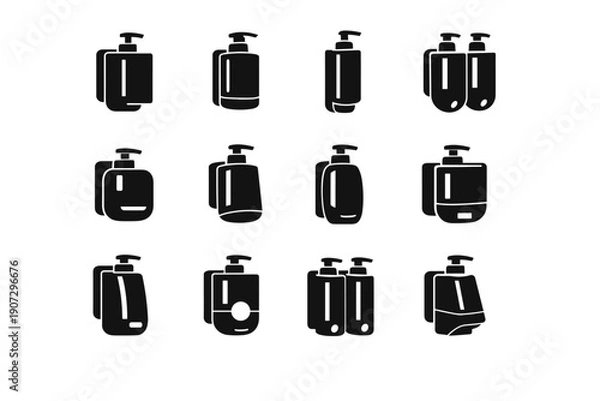 Obraz Hand solution pump dispenser form modern icon soap fixture storage mounted vector