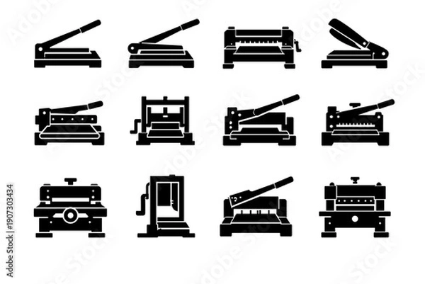 Obraz Cutter icon arm cutting hinged processing form icons machine vector paper tool