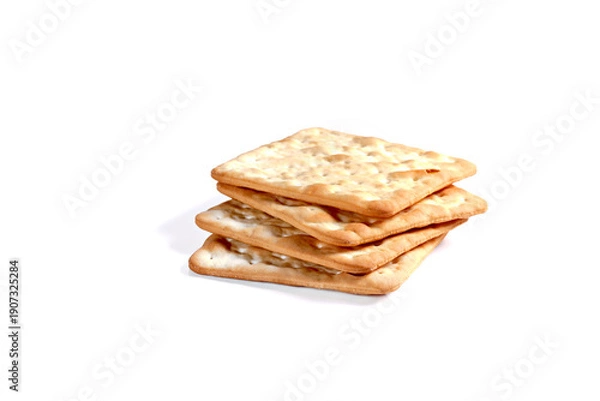Obraz Wheet crackers isolated on white background, shallow focus