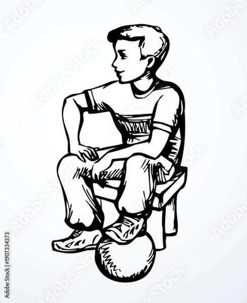 Obraz Vector drawing. Boy with ball