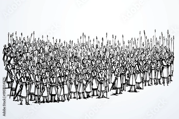 Obraz Vector drawing. Troops on the battlefield