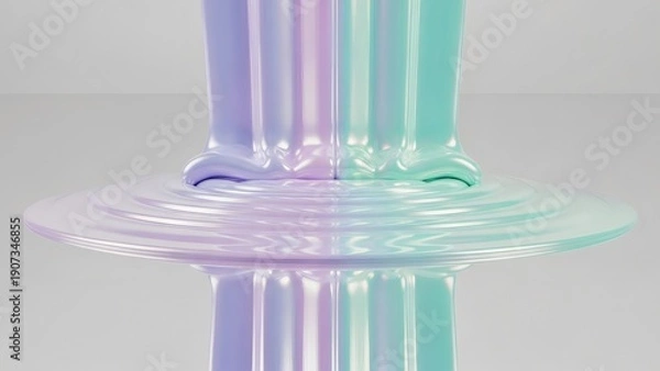 Fototapeta Pastel Colored Glass Objects on Reflective Surface.