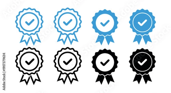 Obraz Verified Guaranteed Quality Badge Icon Set Vector Collection