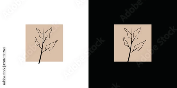 Obraz simple branched leaf logo vector
