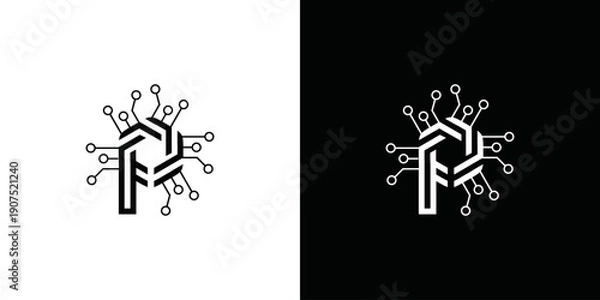 Obraz simple vector technology initial P logo