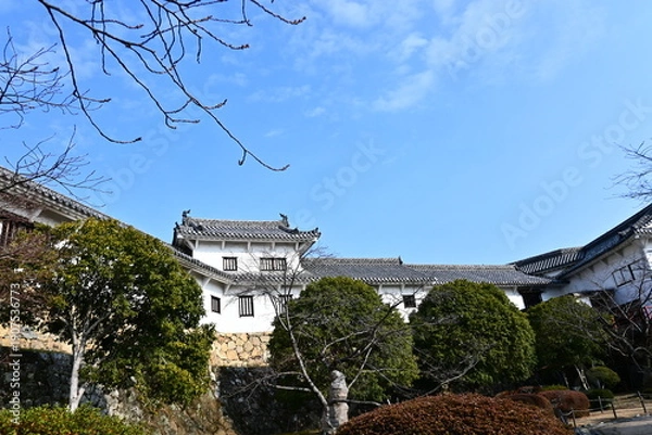 Fototapeta 青空に映える姫路城・西の丸百間廊下の外観