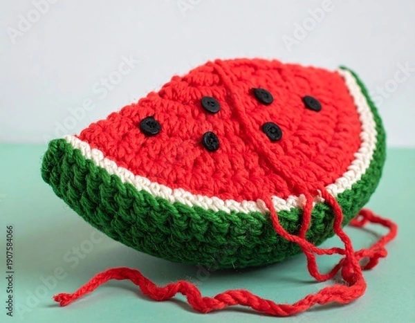 Obraz Knitted Wool Watermelon Slice Surreal Craft Concep