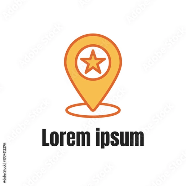 Obraz Map Pointer Location Pin Logo with Star Icon Vector