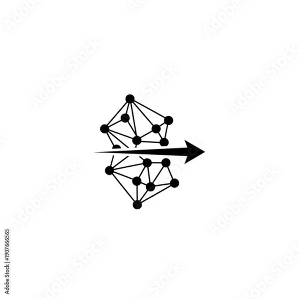 Fototapeta Abstract Data Network Transformation Process with Arrow