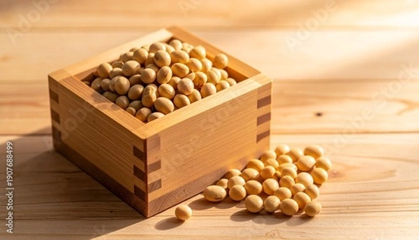 Obraz 木枡に入った節分用の大豆