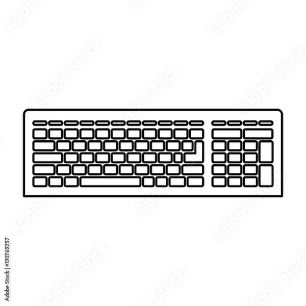 Fototapeta computer keyboard icon in black contour vector illustration