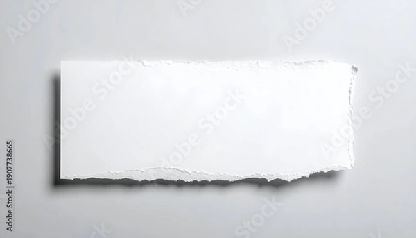 Obraz White torn paper rectangle on a white background, subtle shadows cast