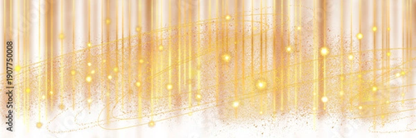 Obraz クリスマス風金のブラシストロークが輝く豪華,横長透過背景	