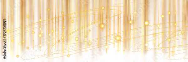 Obraz クリスマス風金のブラシストロークが輝く豪華,横長透過背景	