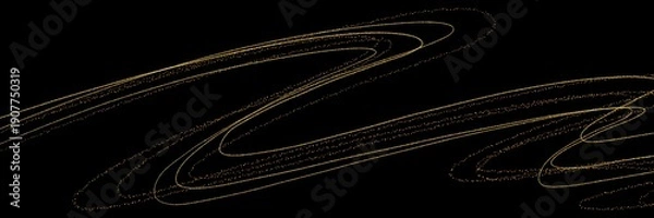 Obraz クリスマス風金のブラシストロークが輝く豪華,横長黒背景	