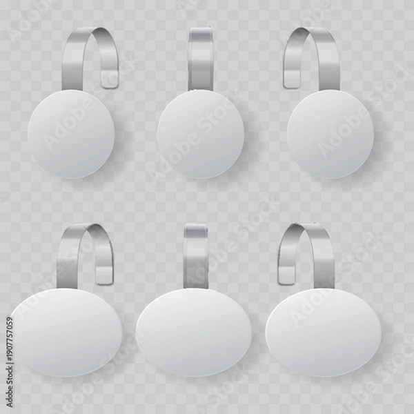 Obraz Realistic White Shelf Wobbler Mockup Set. Vector