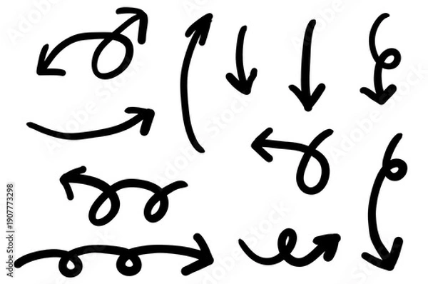 Obraz シンプルな手描き矢印セット