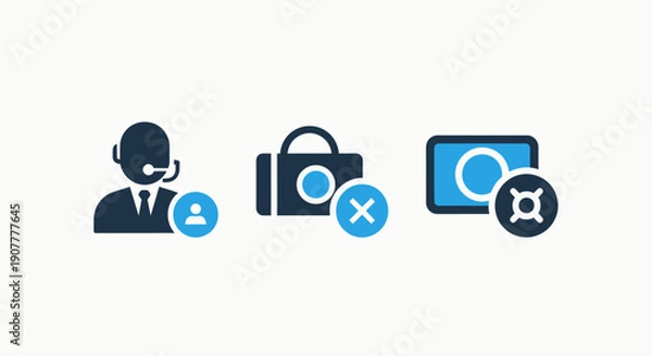 Fototapeta Customer Service and Problem Resolution Icons for Technical Support and Financial Process Issues