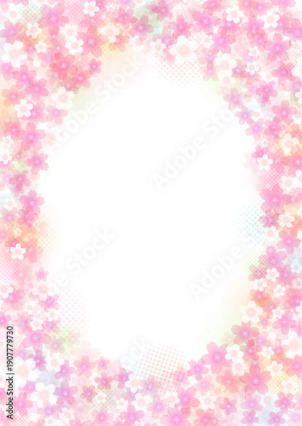 Obraz ふんわり優しい桜の花 背景 フレーム