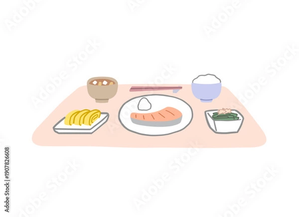 Obraz 健康的な和食の朝食イラスト素材