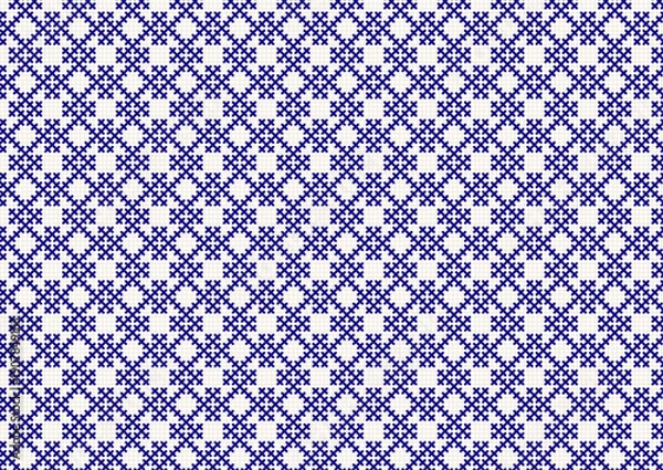Obraz アレンジ可能、こぎん刺し、藍色刺繍のベクターパターン