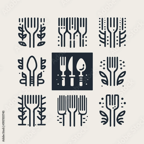 Obraz Icon set Set of fork vector