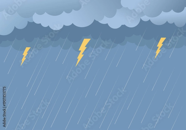 Obraz dark cloud background rain and lightning vector