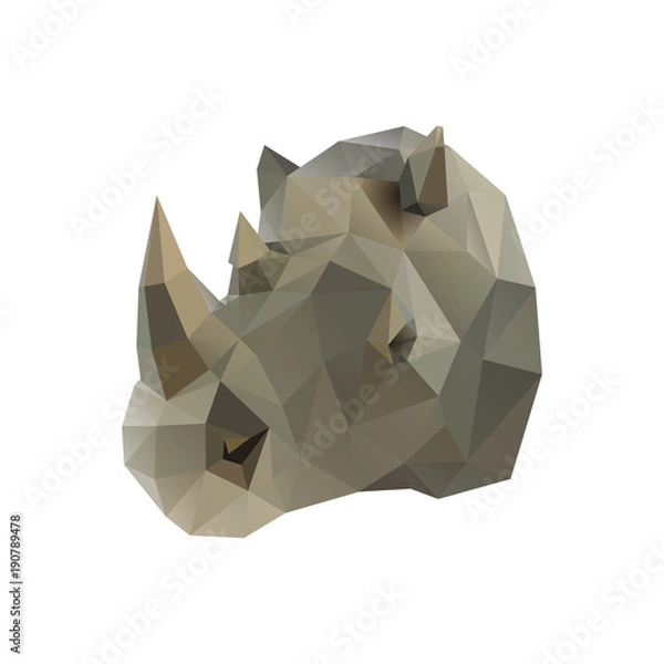 Obraz Ilustracja Low poly. Nosorożec