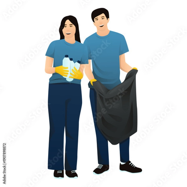 Obraz Volunteer Cleaning Illustration