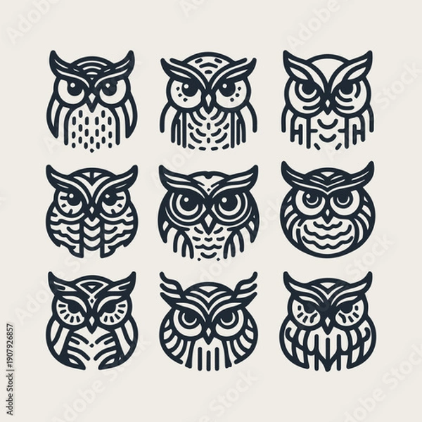 Obraz owl vector icon set