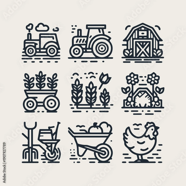 Obraz Farmer vector icon set