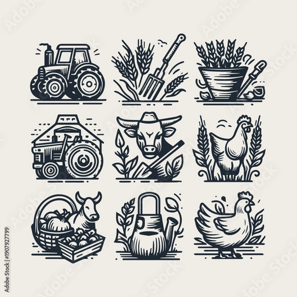 Obraz Farmer vector icon set