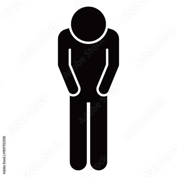 Obraz 挨拶や感謝を表現する直立姿勢のお辞儀ピクトグラム・ベクターイラスト