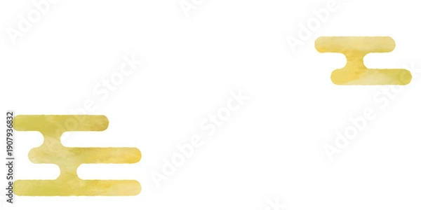 Obraz ゴールドの水彩のエ霞のイラストセット　ベクター　金色　和柄　和風　高級感　透過背景　透明　白背景　雲　かすみ