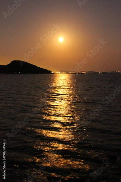 Fototapeta ムーンロード　ブルームーン