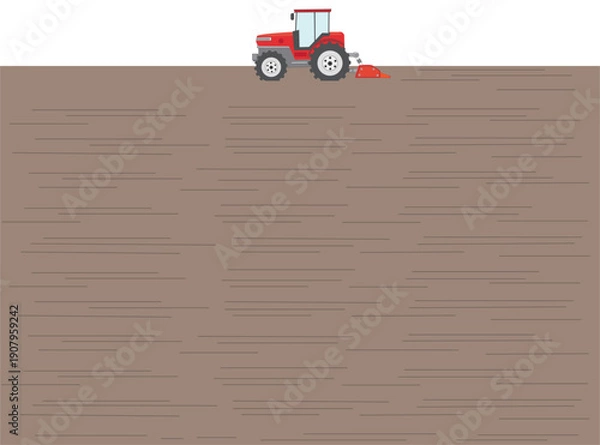 Fototapeta 水田で農作業をしているイラスト素材。