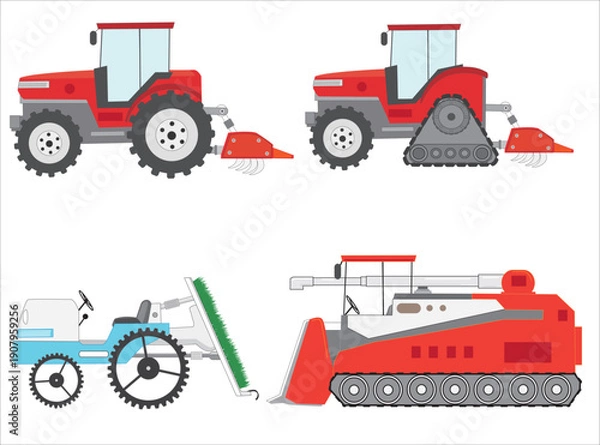 Fototapeta 米農家の農業用機械のイラスト素材。