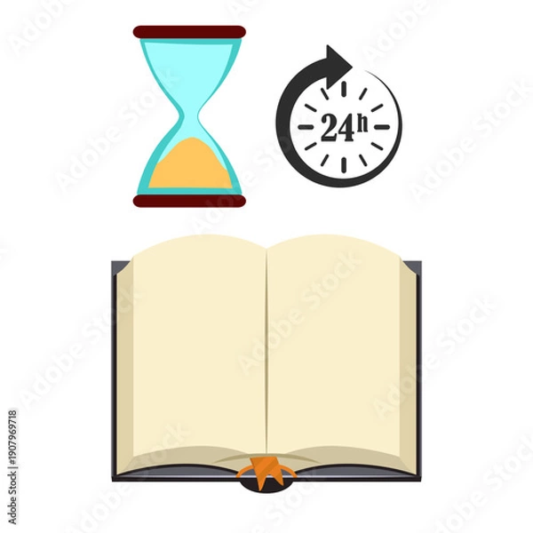 Obraz hours clock arrow, reading icon book vector illustration design isolated