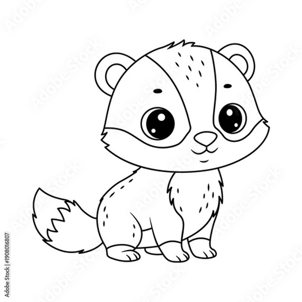 Obraz Cute Forest Badger Coloring Page