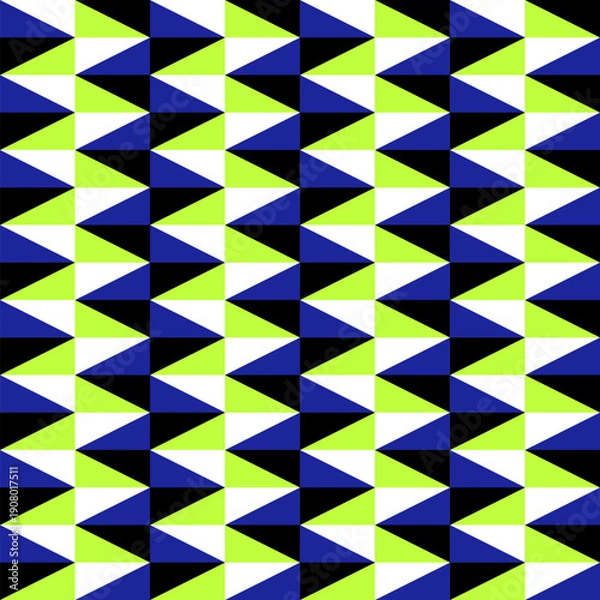 Obraz Seamless geometric pattern with triangular shapes creating peripheral drift optical illusion. Abstract repeating background with strong directional visual movement.