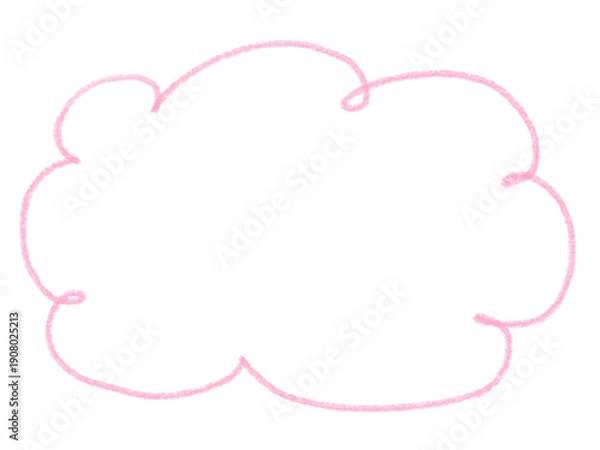 Obraz シンプルな色鉛筆タッチのパステルピンクの手描き雲形ふきだしフレーム背景