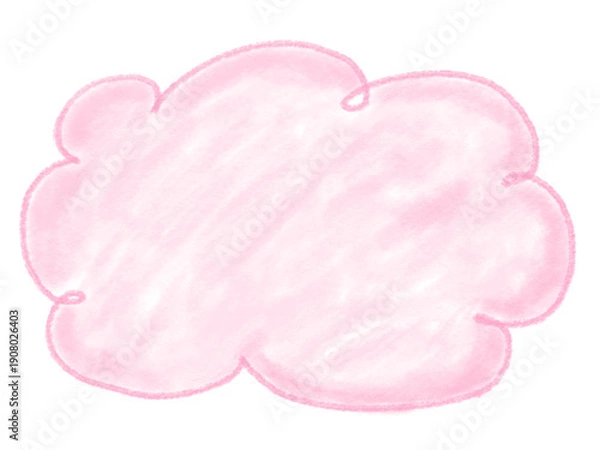 Obraz 色鉛筆タッチのパステルピンクの手描き雲形ふきだしフレーム背景