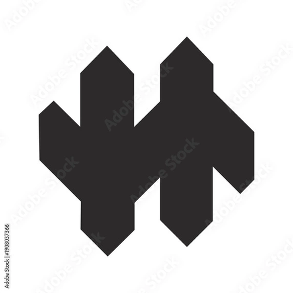 Obraz Abstract geometric shape with sharp pointed ends creating a symmetrical pattern in dark gray against a white background